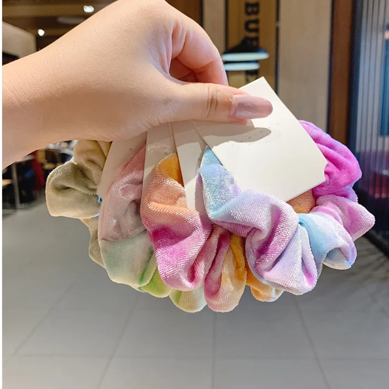 

Xwen New Girls Sweet Color Large Intestine Hair Circle Female Lovely Horsetail Head Rope Simple Fashion Hair Accessories