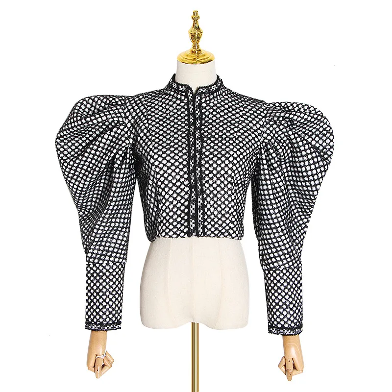 

Street wave point ladies jacket new bubble long sleeve slim casual Joker jacket women's jacket