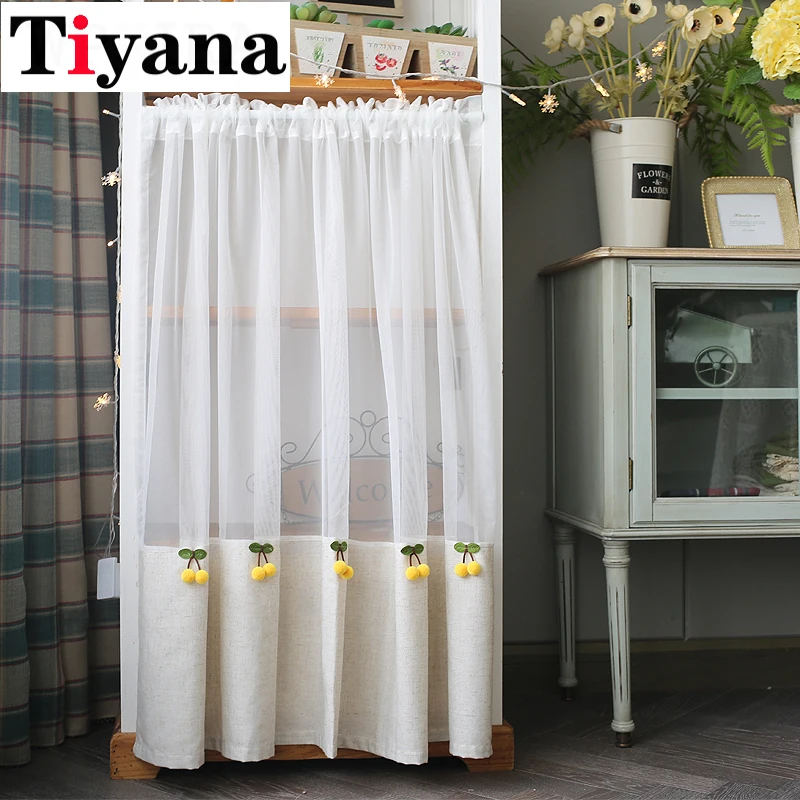 Тюль занавески s для гостиной короткие Kithchen кафе бежевая пряжа обработка окна