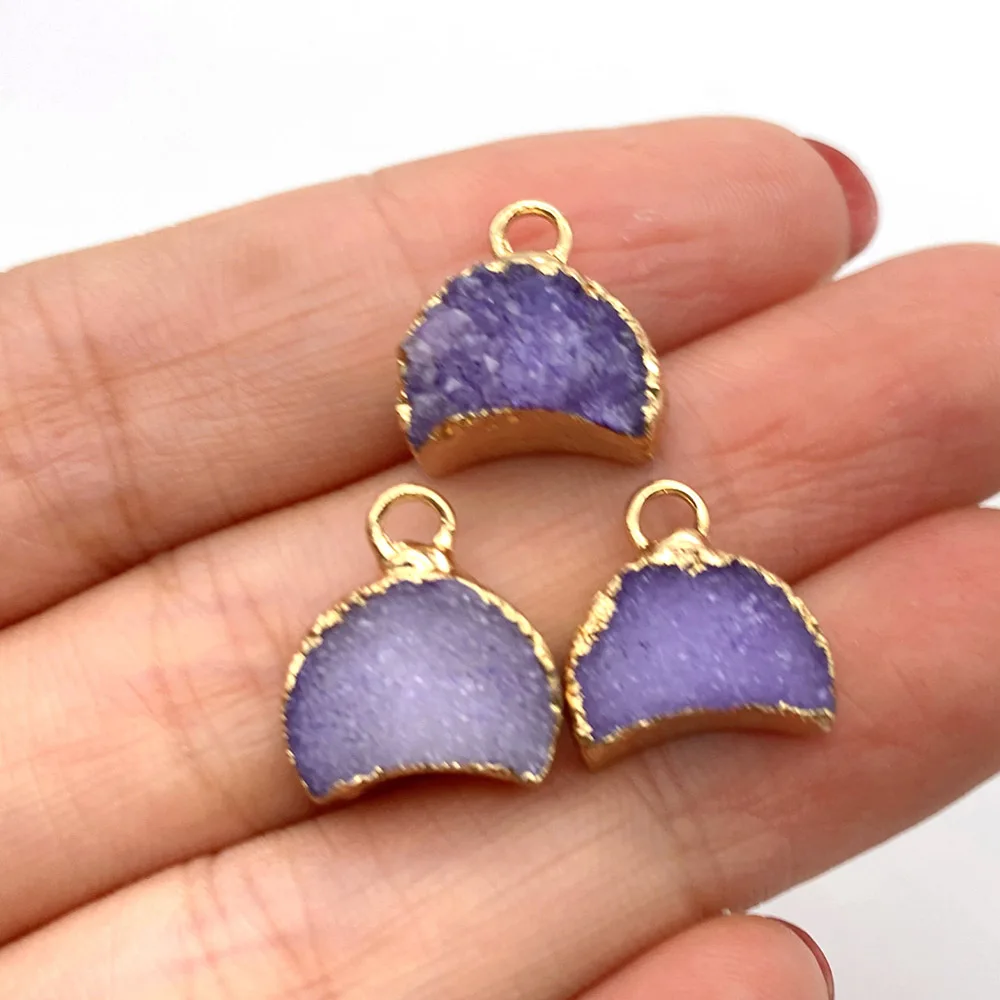 Оптовая продажа многокрасочный кулон в форме луны из натурального камня для изготовления ювелирных изделий, ручных аксессуаров, бисерных украшений, модных нарядов.