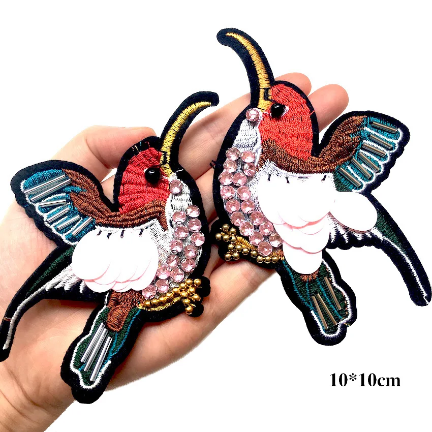 1 пара блестками бисера нашивка с птицами для недорогая одежда из Китая высокое