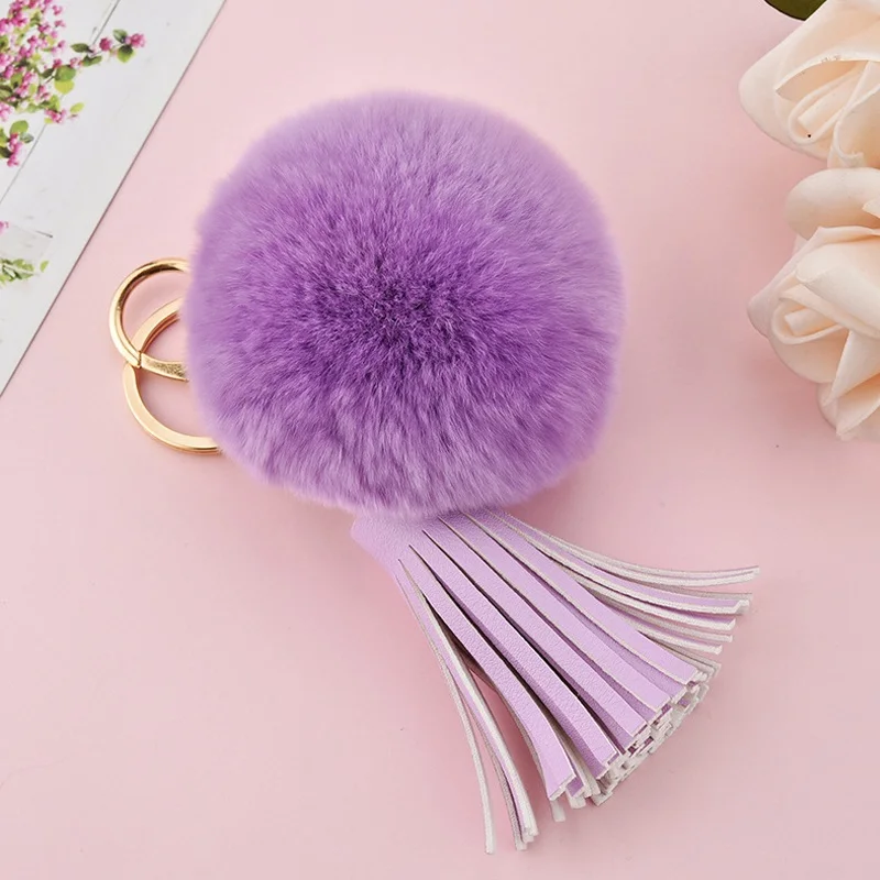 Брелок с помпоном из кроличьего меха для женщин и девушек|Брелоки| |