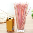 100Pcs Disposable Straws Flexible Plastic Straws Striped Multi Colored Rainbow Drinking Straws Bendy Straw Bar Accessories