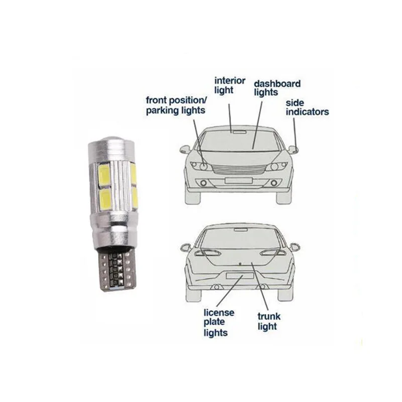 1 пара стайлинга автомобилей авто светодиодный 194 W5W Canbus 10 SMD 6000k 5630 Светодиодный