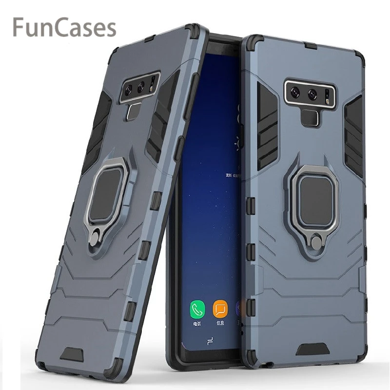 Бронированный чехол подставка для телефона Samsung Galaxy Note 9 S10 S9 S8 Plus с кольцом