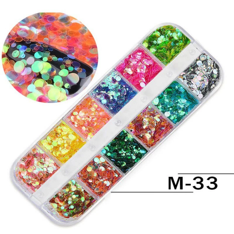Блестящий Порошок русалки 12 цветов блестящие круглые блестки для творчества