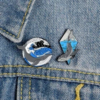 whale and ocean enamel pins custom marine animal brooches lapel pin shirt bag deep sea badge freedom jewelry gift for friends