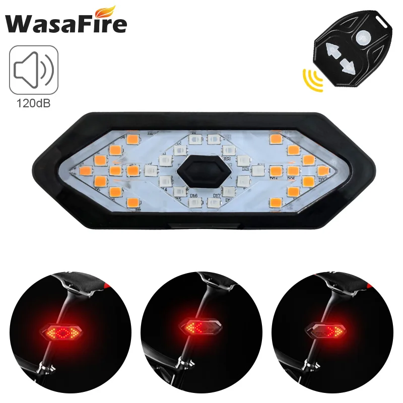 

Smart Bike Taillight Electric Horn Remote Control Bicycle Turn Signal Rear Light USB Rechargeable Cycling Safety Warning Lamp