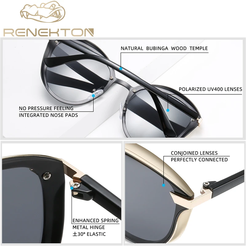 RENEKTON Women Polarized Sunglasses Luxury Fashion Cat Eye Ladies Vintage Brand Designer Female Sun Glasses Oculos Gafas