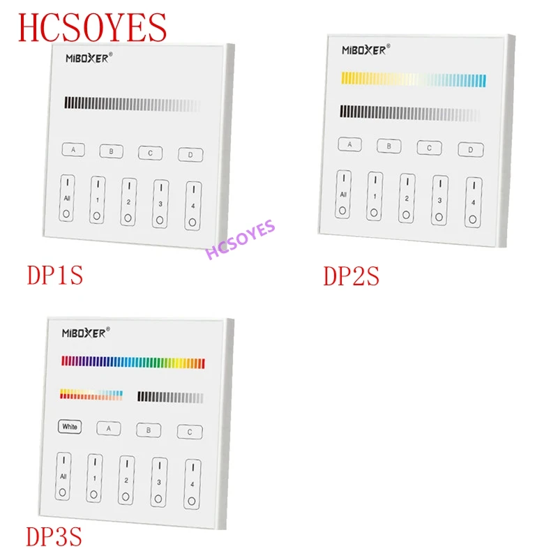 

Miboxer DP1S/DP2S/DP3S DALI 86 touch panel single color/CCT/RGB/RGBW/RGB+CCT smart led dimmer controller for led lamps