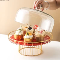home cake tray with glass cover cake shelf dessert table decoration display stand creative modern living room fruit plate