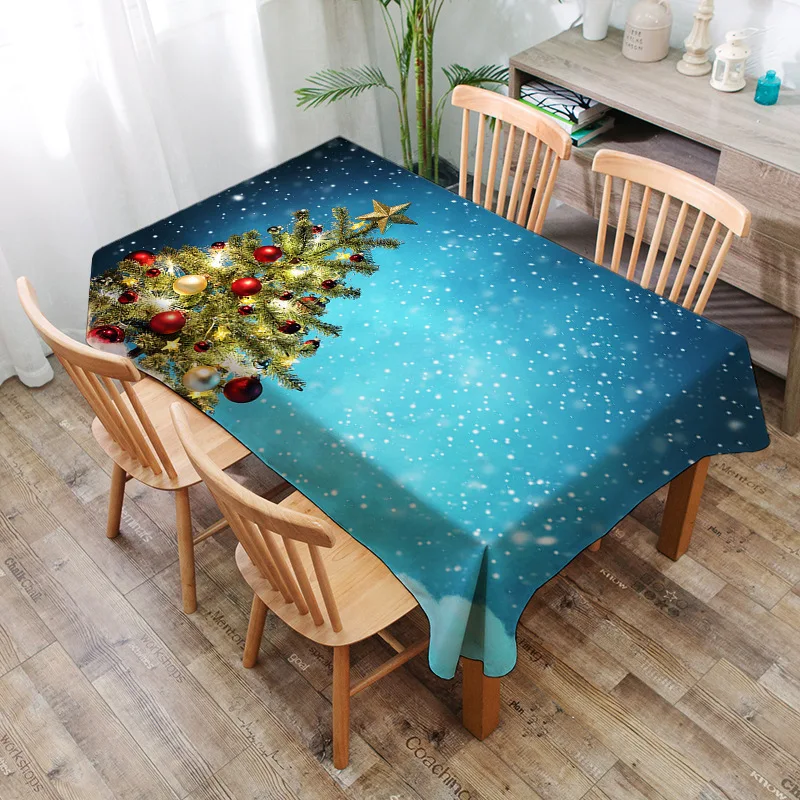 

Christmas tree pattern printed washable tablecloth