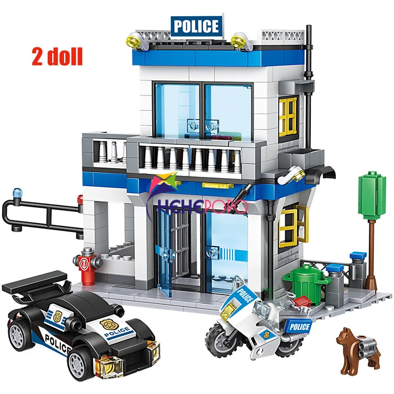 

746PCS City Police Station Building Blocks Military Helicopter SWAT WW2 Car Team Bricks Educational Toys children