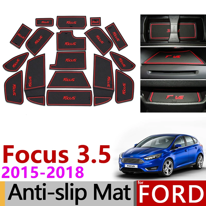 Противоскользящий коврик для ворот резиновая подставка для Ford Focus 3 3,5 MK3 аксессуары для подтяжек лица ST RS автомобильные наклейки 17 шт