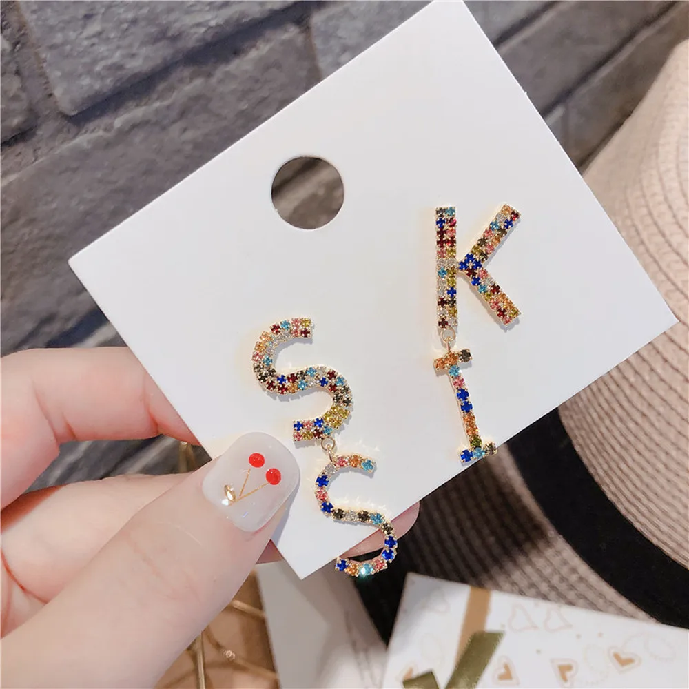 Корейские стильные Серебристые серьги-капли с надписями в виде птицы кактуса