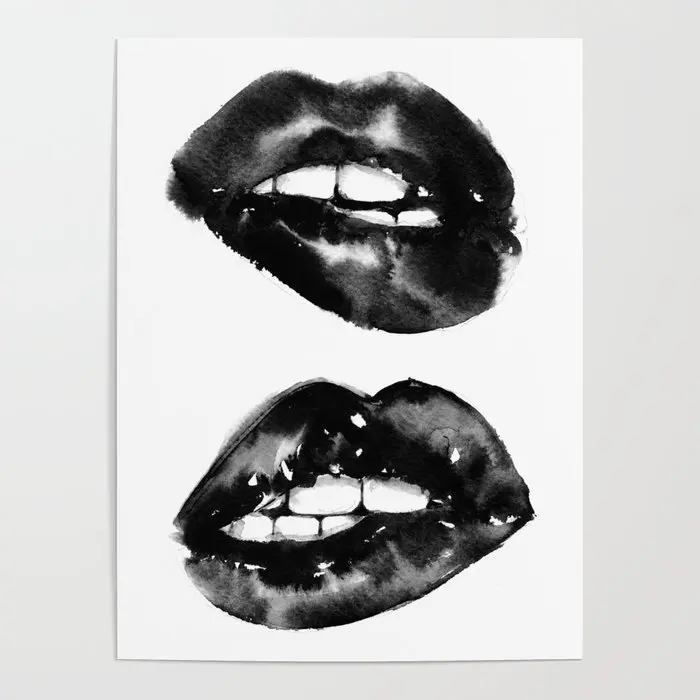 Модные черные скандинавские принты в виде губной помады домашний декор Картина