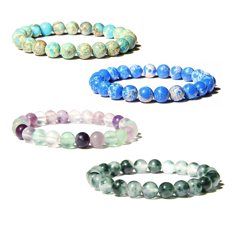 Натуральный камень малахит флюорит агат бусины браслет модный энергичный с