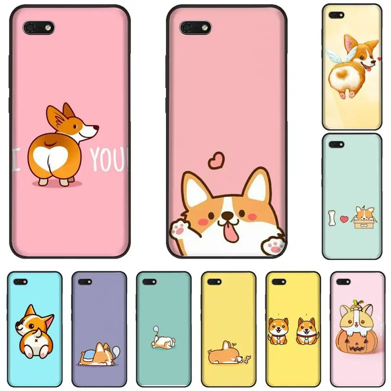 Милый мультяшный черный чехол из ТПУ с изображением корги собаки задницы Корпус