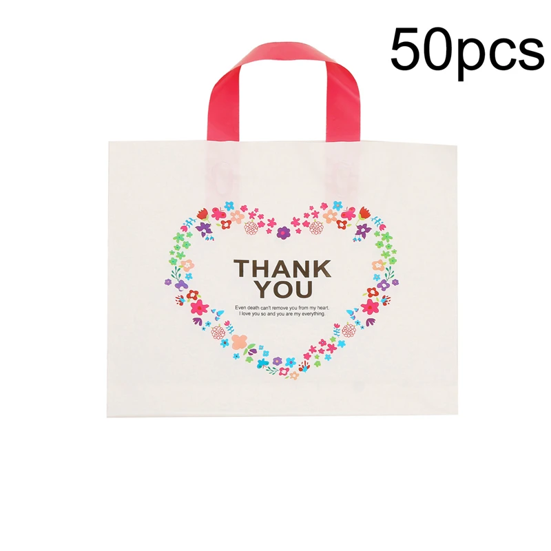 50 Pcs Thank You Plastic Merchandise Shopping Bags Boutique Retail Gift Party Supply(33X25X6CM) | Багаж и сумки