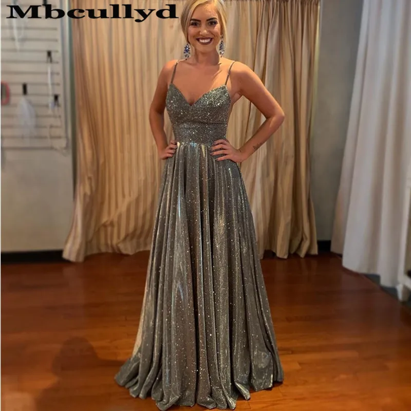 

Mbcullyd Sweetheart A-line Prom Dresses Long 2020 Sining Sequined Formal Evening Dress Party Cheap Plus Size vestidos de fiesta