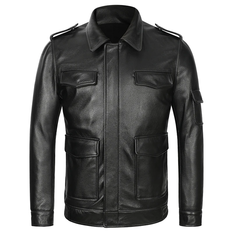 

Force Mens Air Flight Real Genuine Thick Cow Leather Jackets Men Pilot Aviator Coat Autumn Winter Multi-pocket