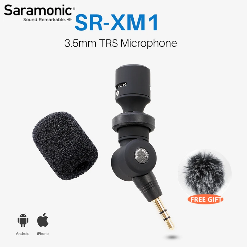 

Микрофон Saramonic SR-XM1, беспроводной, записывающий видеорегистратор, разъем 3,5 мм, микрофон с технологией Plug and Play для смартфонов iphone, DSLR, экшн-кам...