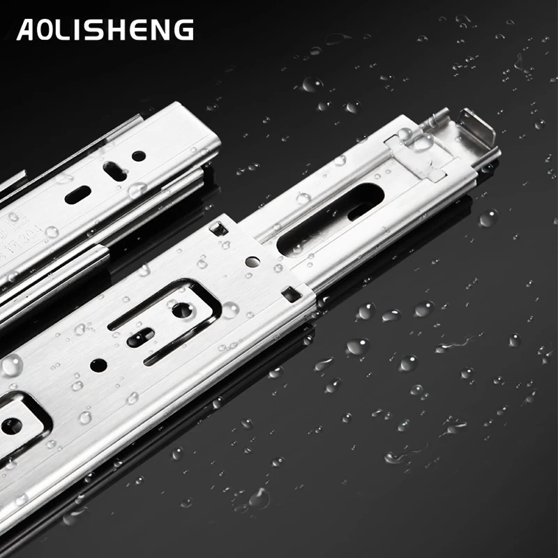 Дорожка для выдвижных ящиков с тремя секциями из нержавеющей стали утолщенная