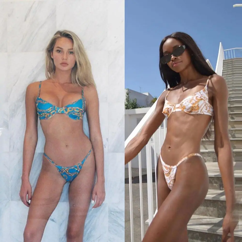 Новинка ретро женский комплект бикини с высокой талией 2020 пуш ап relleno танга