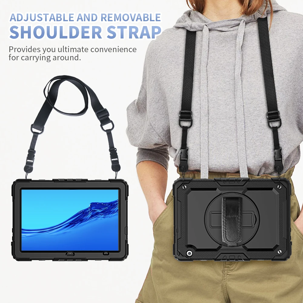 360 rotation hand strapkickstand tablet case for funda huawei mediapad t5 silicone protective cover free global shipping