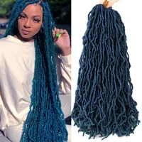 18 synthetic messy faux locs crochet braids hair mix blue distressed faux soft locs crochet hair pre looped goddess locs