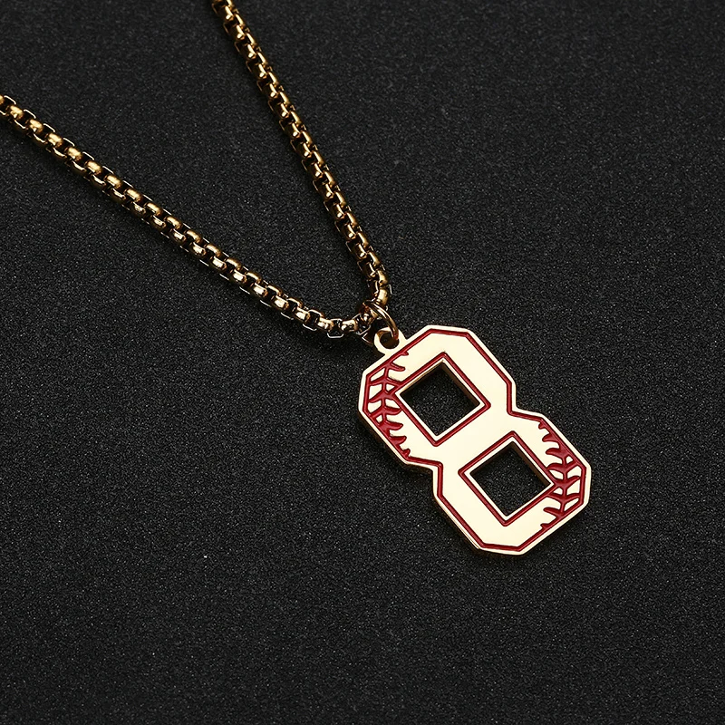 Номер 0 9 Бейсбол Нержавеющая сталь ожерелья с подвесками в стиле хип хоп цепь