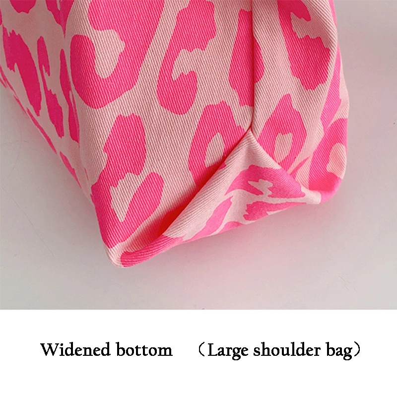 

2021 Pink Leopard Women's Shopper Shoulder Bag Fashion Large Capacity Girls Handbags High Quality Casual Female Canvas Totes Bag