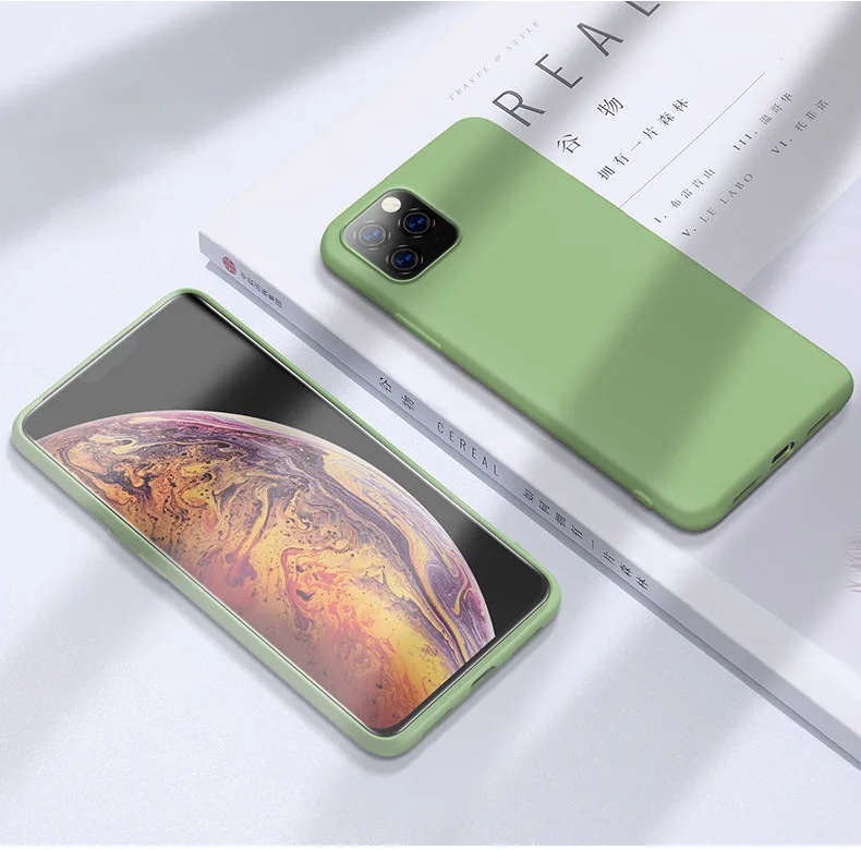 Тонкий мягкий чехол для iPhone 11 Pro 7 8 6 6s Plus, жидкий силиконовый чехол, карамельный цвет, чехол для iPhone X Xs 11 Pro Max XR - Цвет: MGreen