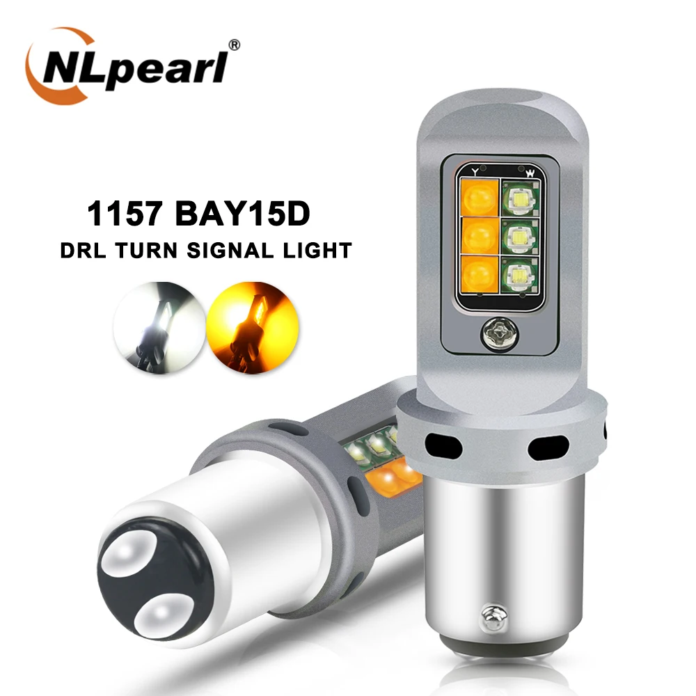 

NLpearl 2x 1157 Bay15d Led Signal Lamp Dual Color Led T20 7443 W21/5W p21W led 1156 ba15s Bau15s 3157 DRL Turn Signal Light 12V