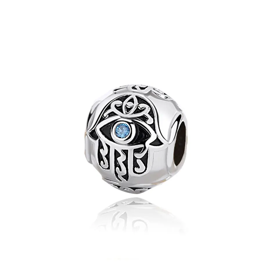 Rhodium Plating KALETINE 10 мм сглаза серебряные бусины 925 пробы для изготовления ювелирных изделий подходит браслет Подвеска шармы Серебро 925 - Цвет: Rhodium Plating