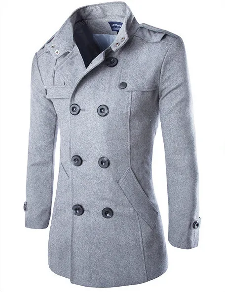 

Пальто мужское шерстяное двубортное, Длинная ветровка в британском стиле, шерстяное пальто, серый черный 4XL