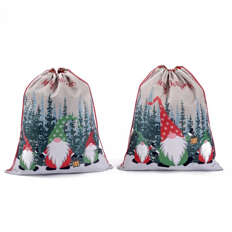 

Title: Burlap Christmas Gifts Bag Santa Claus Linen Pouch with Drawstring Xmas Candys Package Storage Holder Party Favors