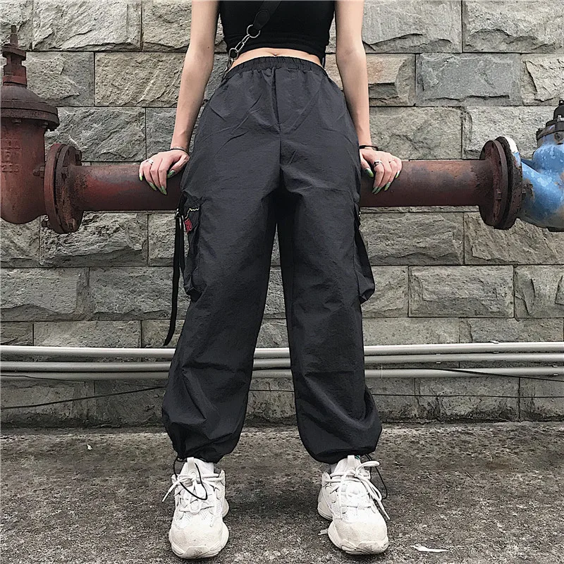 

Ins Harajuku Trousers Safari Style Hipster Fashion Black Loose Causal Capris High Waist Cargo Pants Women Clothes Sweatpants New