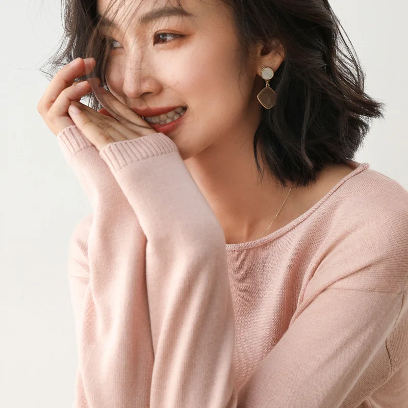 

NDUCJSI Ladies Autumn Sweaters Solid Fashion Pullover CrewNeck Women Knitting Long Sleeves Female Casual