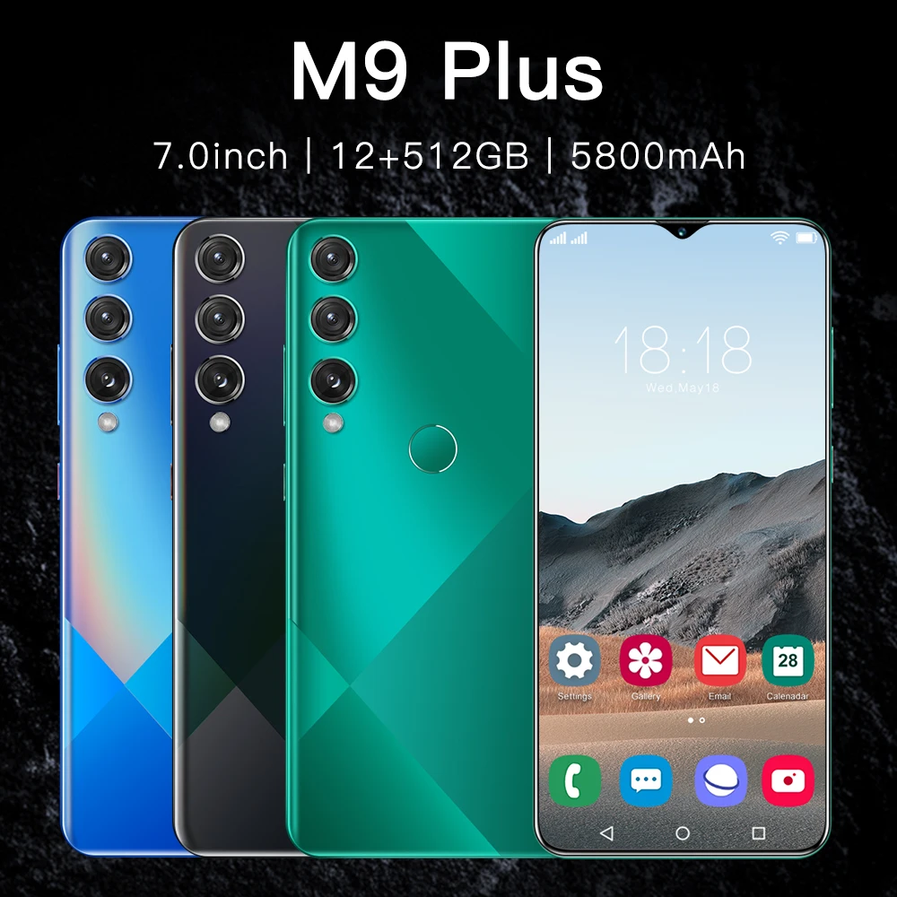 

Global Version New Smartphone M9 Plus 7.0Inch 12GB+512GB Android10 Deca Core 4G 5G 5800mah 24MP+48MP MTK6899 Telephone Celulares