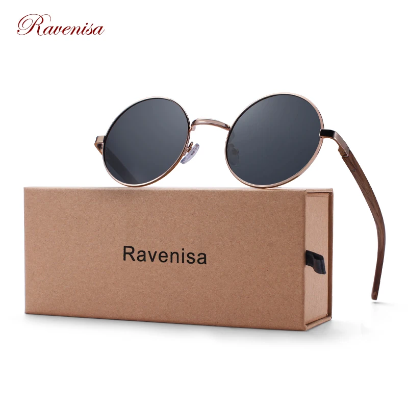 

RAVENISA 2021 Retro Round Wood Sunglasses For Men Women Wooden Sun Glasses Polarized Blue Mirror Eyewear Fashion Driving Goggle