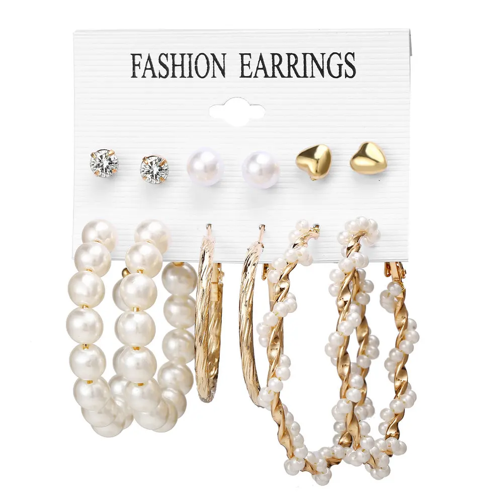 

Vintage Pearl Big Earrings For Women Earrings Set earrings 2020 new arrivals Fashion Jewelry