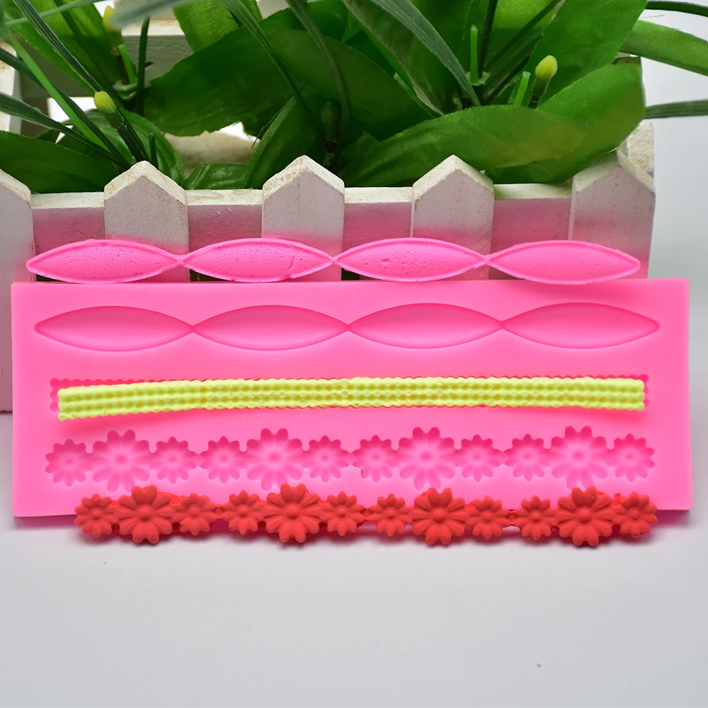 3D кружевные цветочные бусины цепочка силиконовая помадная форма украшение для