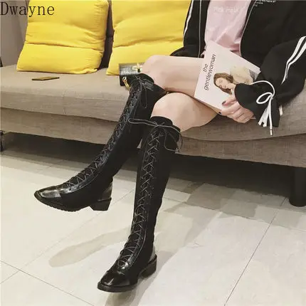 

2019 autumn and winter new long boots women's knees Martin boots ins net red thin women's boots increase the British wind