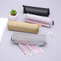 transparent mesh pencil case cute cosmetic pouches stationery student pencil bag large capacity storage kawaii salad chain bag