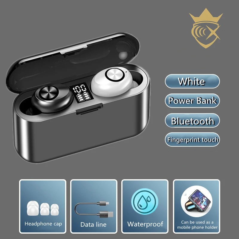 

Wireless Earphones TWS Bluetooth 5.0 Mini Earbuds Stereo Bass LED Power Display Noise Cancelling Sports Waterproof In Ear