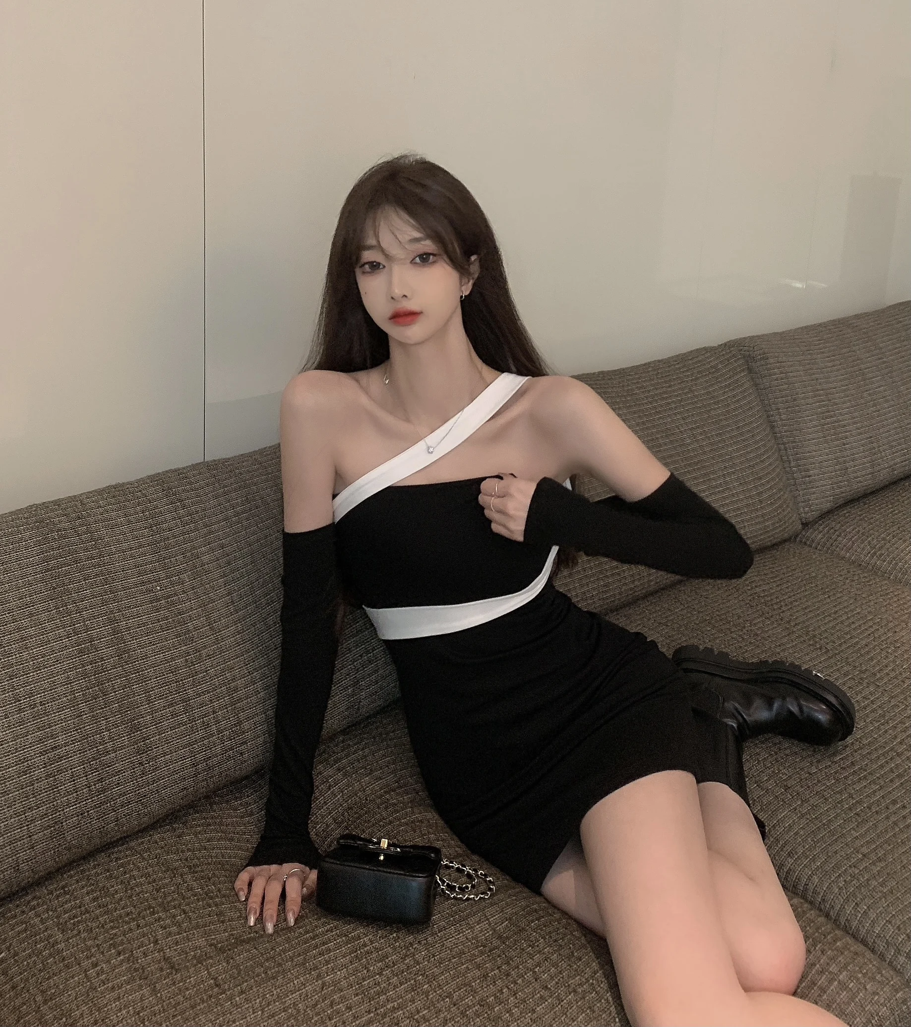 

Off Shoulder Strapless Slim Dress Vintage Female Casual Summer Dress One-Piece Women'S Clothing Dress Korean Sexy Bag Hip Dress
