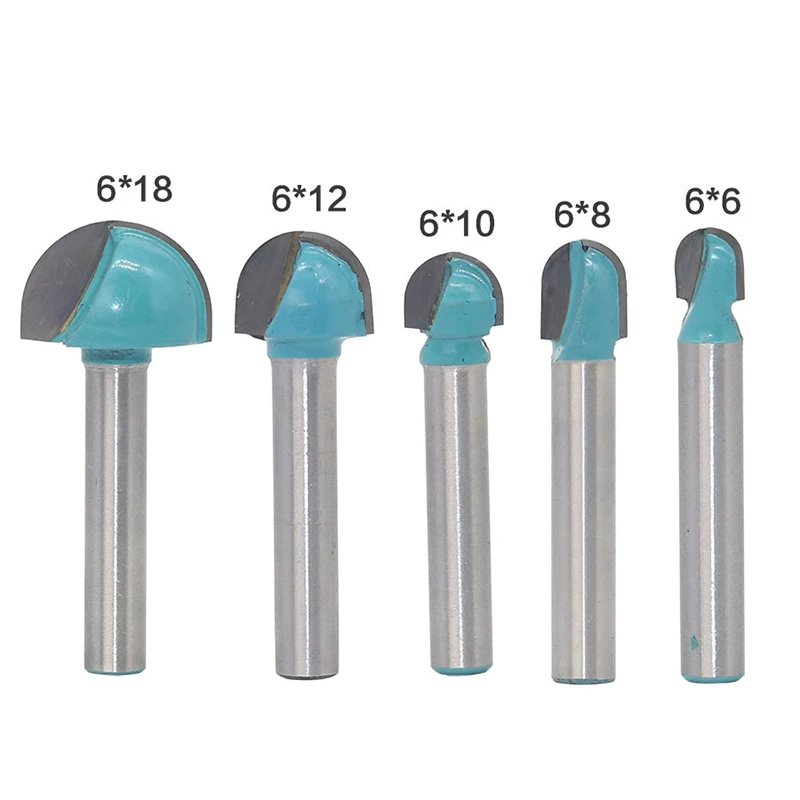 

5pcs/Set Shank Round Nose Woodworking Core Box Router Bit 6mm-18mm Carving Kit