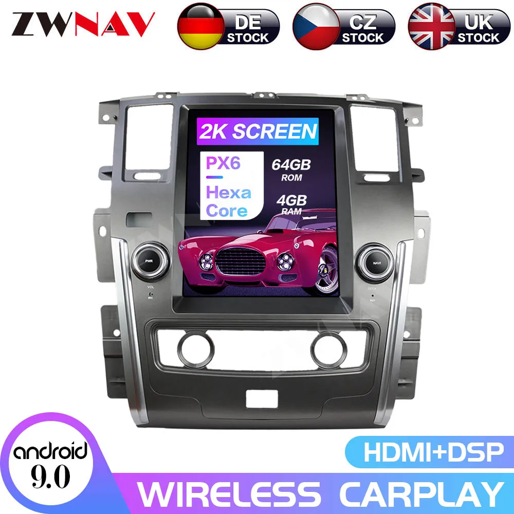 

PX6 DSP Android 9 4 Гб Тесла стиль автомобильный GPS-навигатор для NISSAN патруль 2010 + авторадио головное устройство мультимедийный плеер магнитофон
