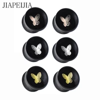 6 30mm multicolor metal butterfly ear gauges plugs double flared acrylic ear expander stretching kit ear piercing jewelry